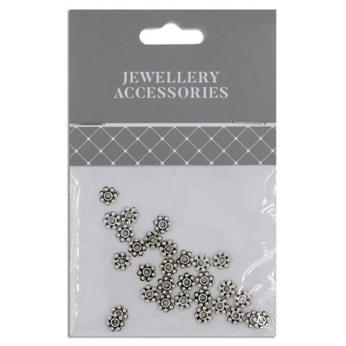 Spacer 6mm Daisy 30pcs Silver