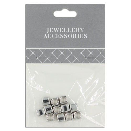 Spacer Metal Cube 6mm 12pcs Silver