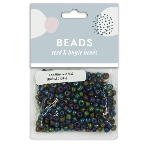 Seed Beads 3.6mm Glass Black Ab