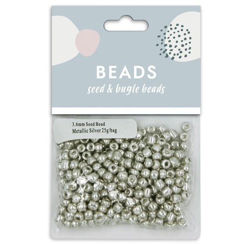 Seed Beads 3.6mm Glass Silver