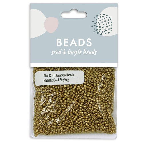 Glass Seed Beads Size 12-1.8mm 30g Met Gold