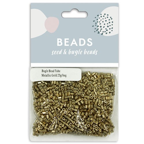 Bugle Bead Tube 25g Metallic Gold