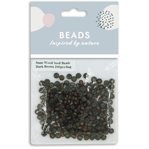 Wood Seed Beads 5mm 200pcs Dark Brown