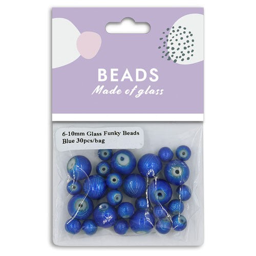 Glass Funky Beads 6-10mm Blue 30pcs