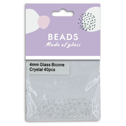 Glass Bicone 4mm Crystal 40pcs