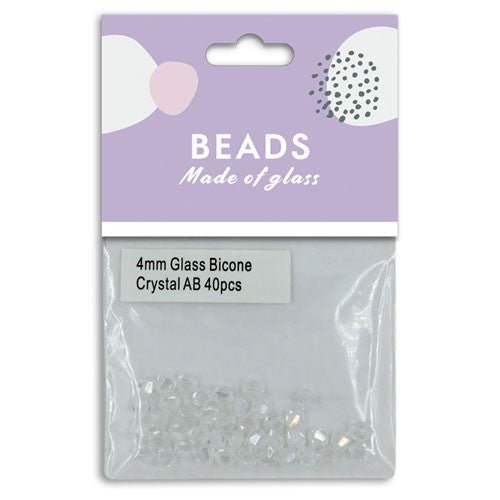 Glass Bicone 4mm Crystal Ab 40pcs