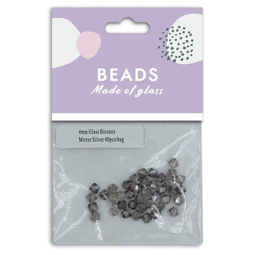 Glass Bicone 4mm Mirror Silver 40pcs