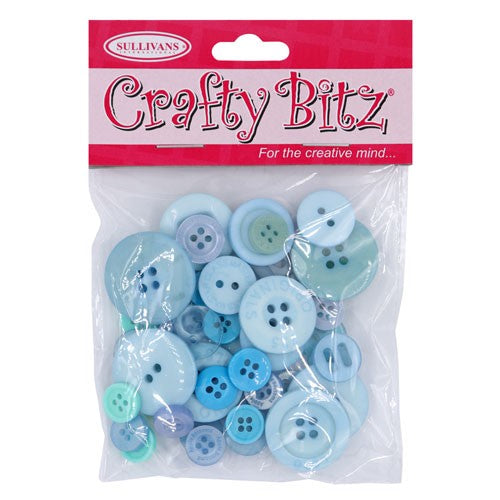 Craft Buttons Mixed 25g Blue