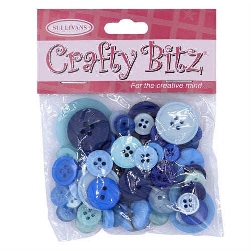 Craft Buttons Mixed 25g Dark Blue