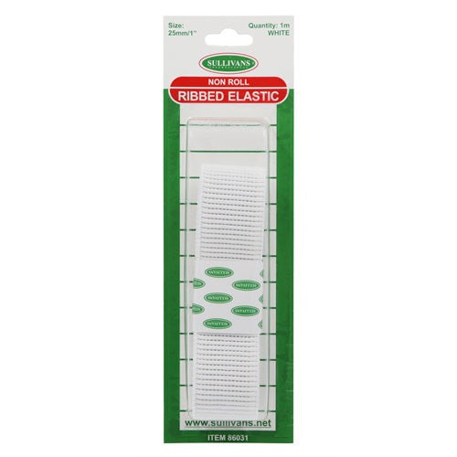 Elastic Ribbed White 25mm