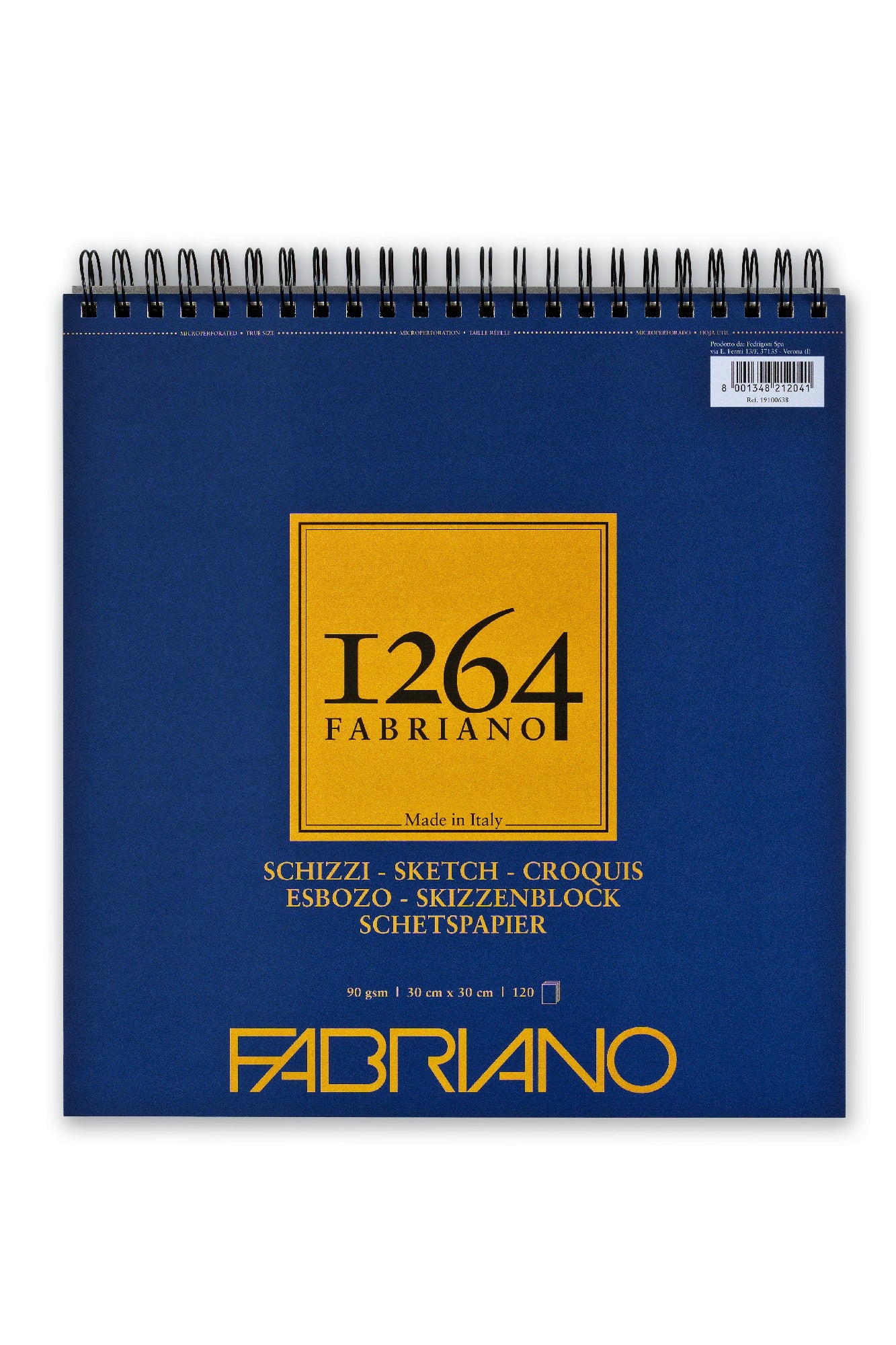 Fabriano 1264 Sketch Pad Spiral (Short Side) 90Gsm 30X30Cm 120 Shts