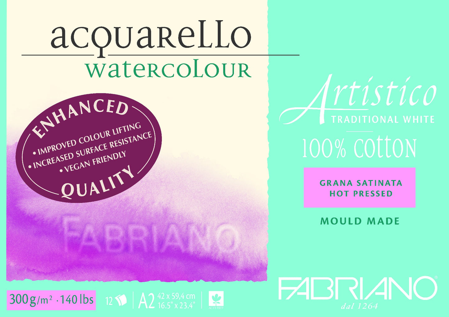 Fabriano Artistico Wc Enhanced 300Gsm A2 Smooth Tw