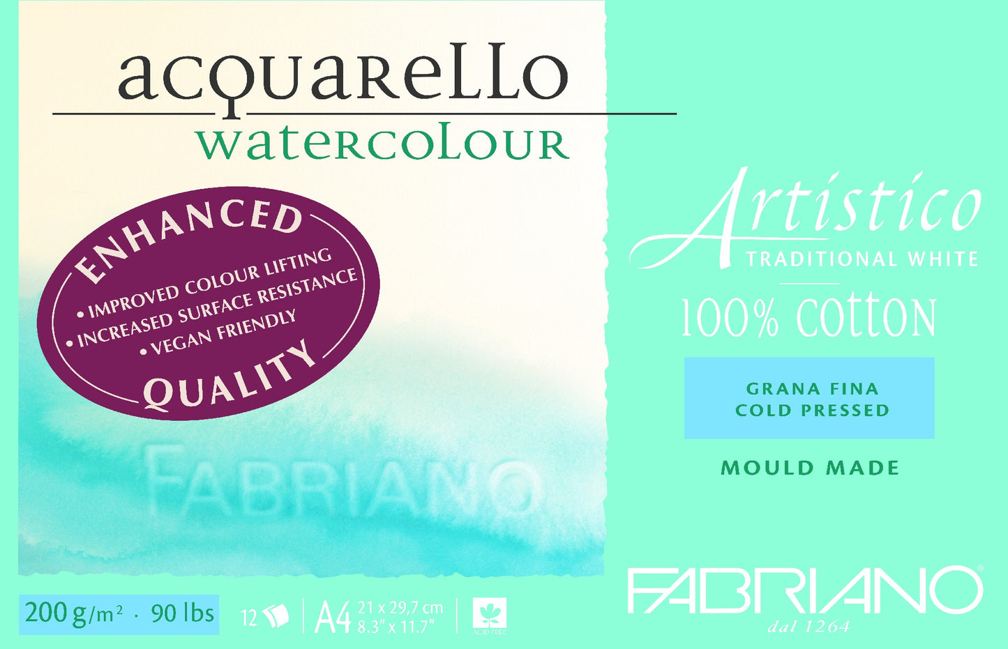 Fabriano Artistico Watercolour Enhanced 200Gsm A4 Medium Tw