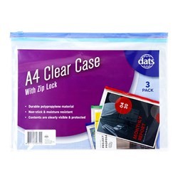 Zip Case A4 Clear 3pk