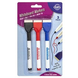 Whiteboard Marker With Eraser 3pk