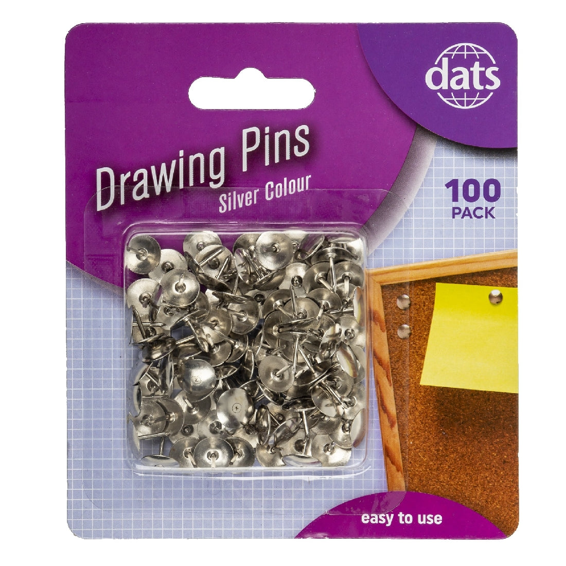 Drawing Pins Silver 100pk
