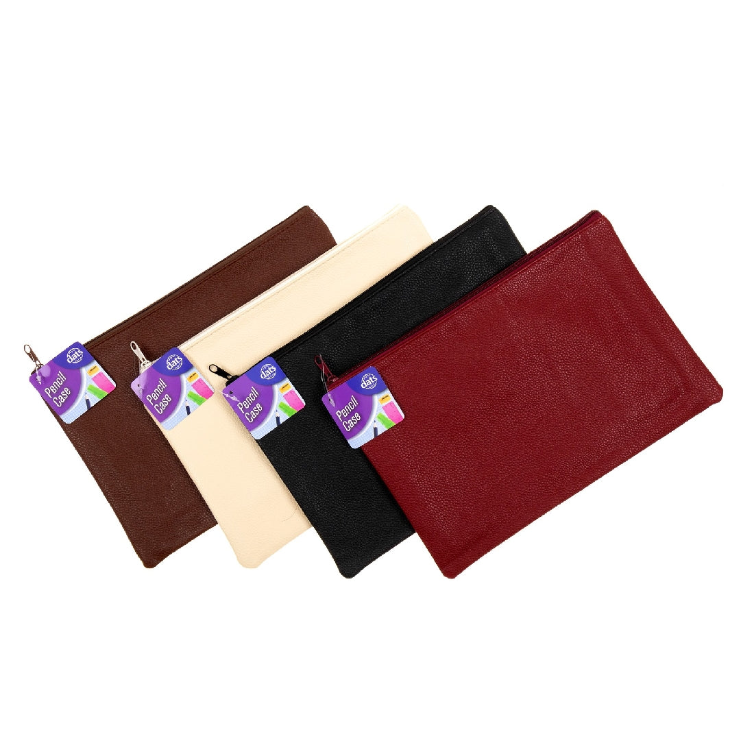 Pencil Case 1 Zip Leatherette 325x220mm Asstd Cols