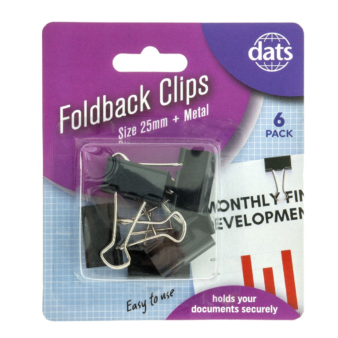 Clip Foldback Black Silver 25mm 6pk Asst