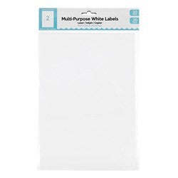 Label White A4 2 Per Sheet X 10 Sheets Total 20pk