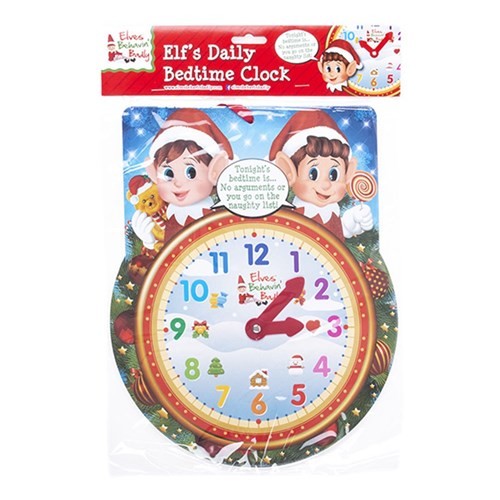Christmas Elves Behaving Badly 13x10.5 Bedtime Clock W Moving Hand