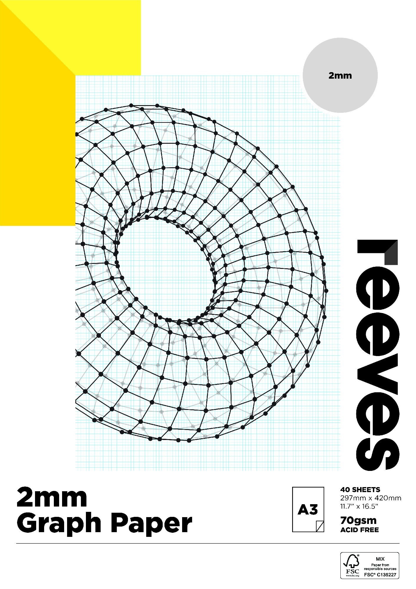 Reeves Graph Pad 70gsm A3 2mm 40 Sht Fsc Mix Credit