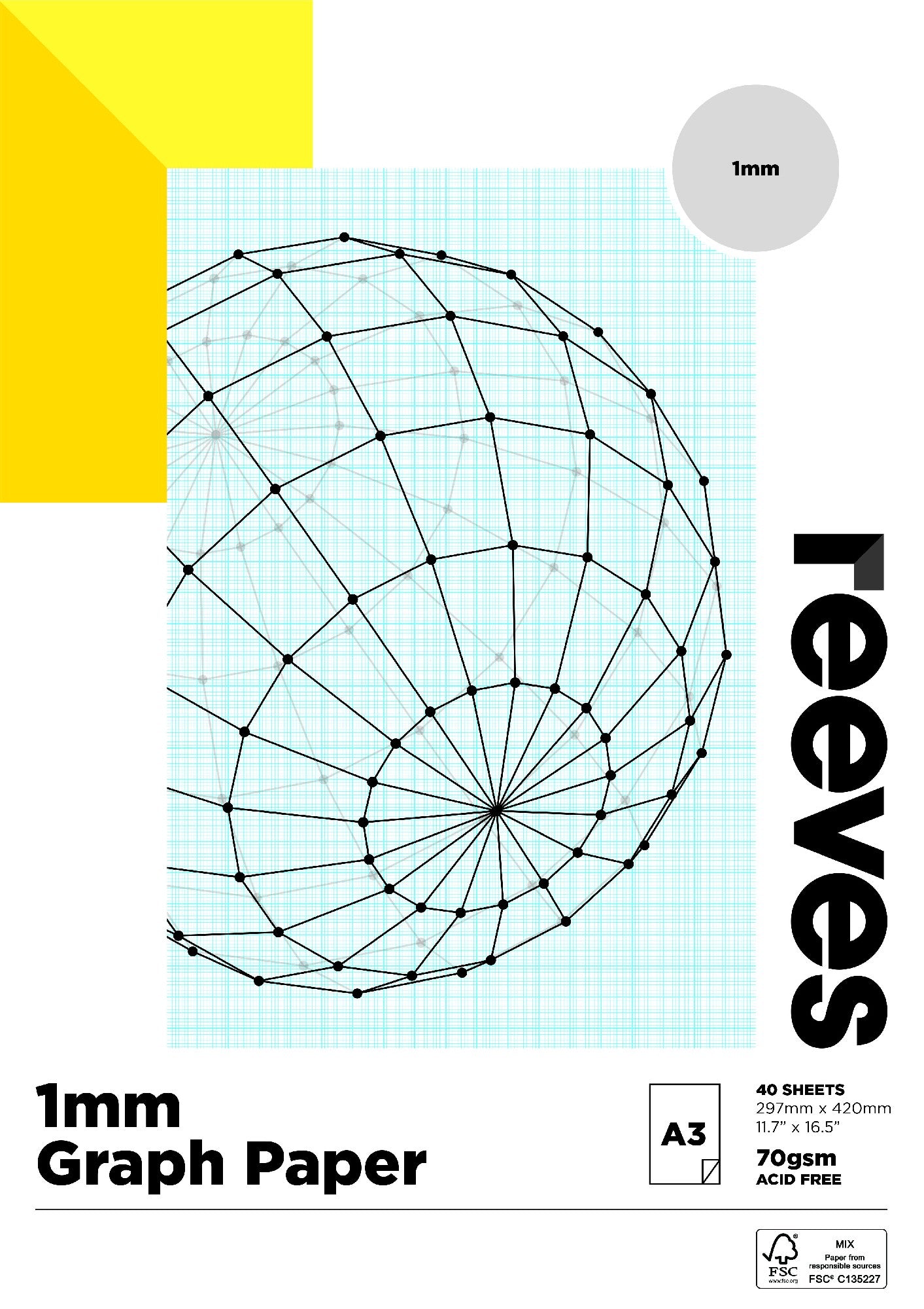Reeves Graph Pad 70gsm A3 1mm 40 Sht Fsc Mix Credit