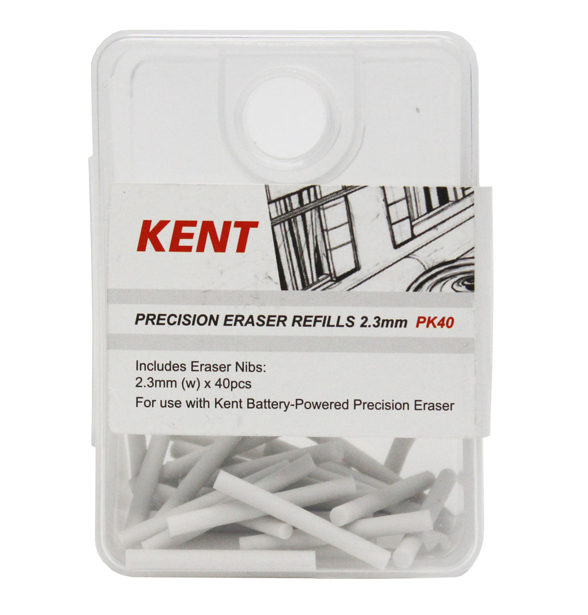 Kent Precision Eraser Refills 2.3mm 40Pcs