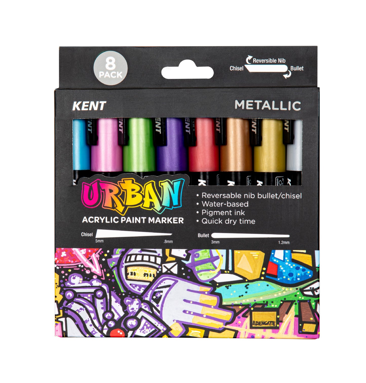 Kent Urban Paint Marker Metallic Pk 8