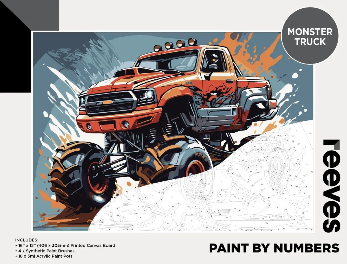 Reeves Paint by Numbers 12x16Inch Monster Truck