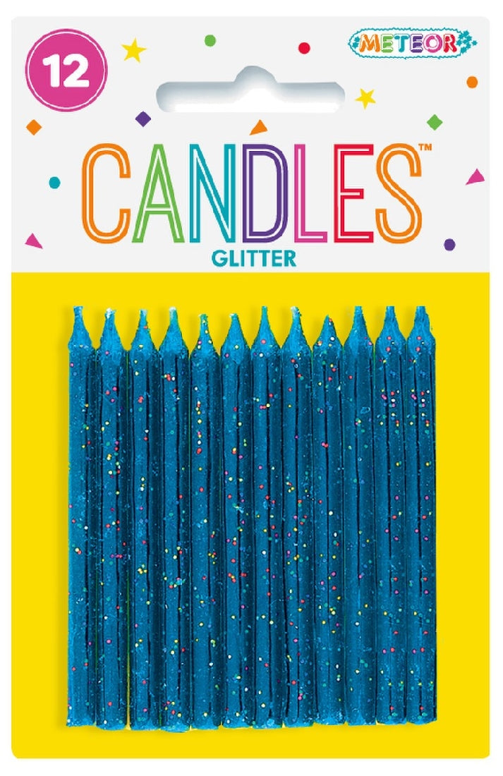 12 Glitter Candles/blue