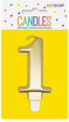 Metallic Gold B'day Candle - Number 1
