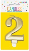 Metallic Gold B'day Candle - Number 2