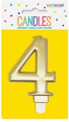 Metallic Gold B'day Candle - Number 4