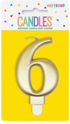 Metallic Gold B'day Candle - Number 6
