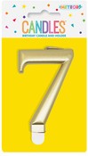Metallic Gold B'day Candle - Number 7