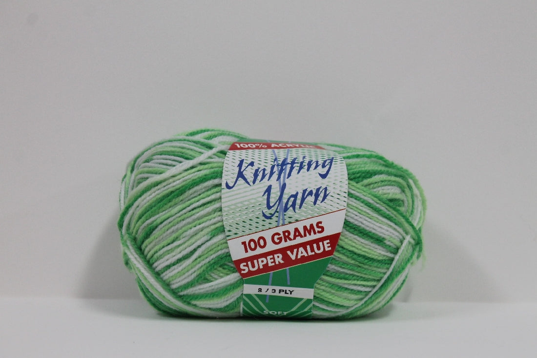 Knitting Yarn Multi 8ply 100g Apple & Lime