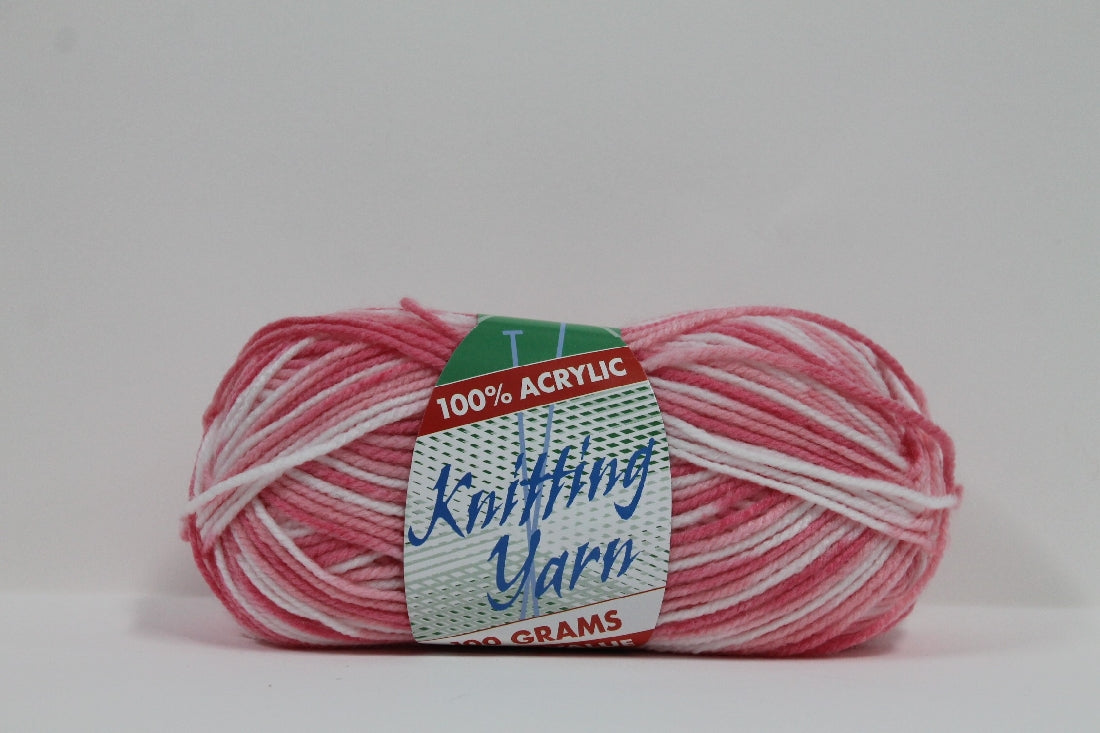 Knitting Yarn 8ply 100g Mix Pink/white