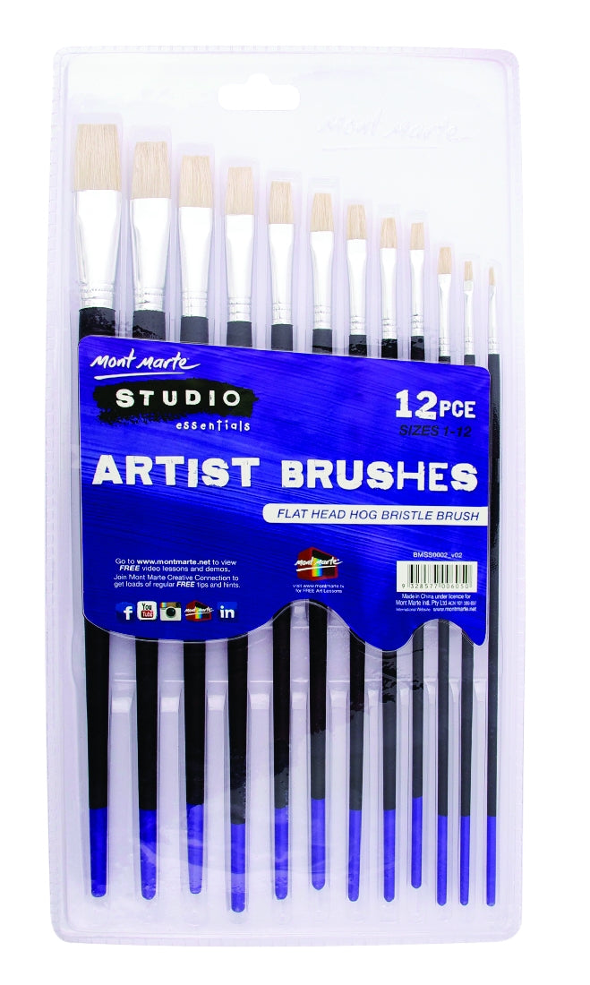 M.M. Silver Series Artist Brushes 12pce Flat 1-12