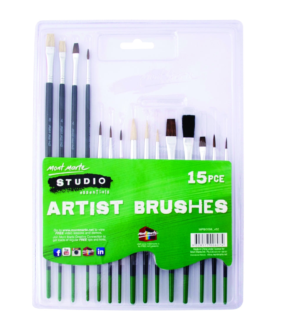 M.M. Silver Series Paint Brush Set 15pce