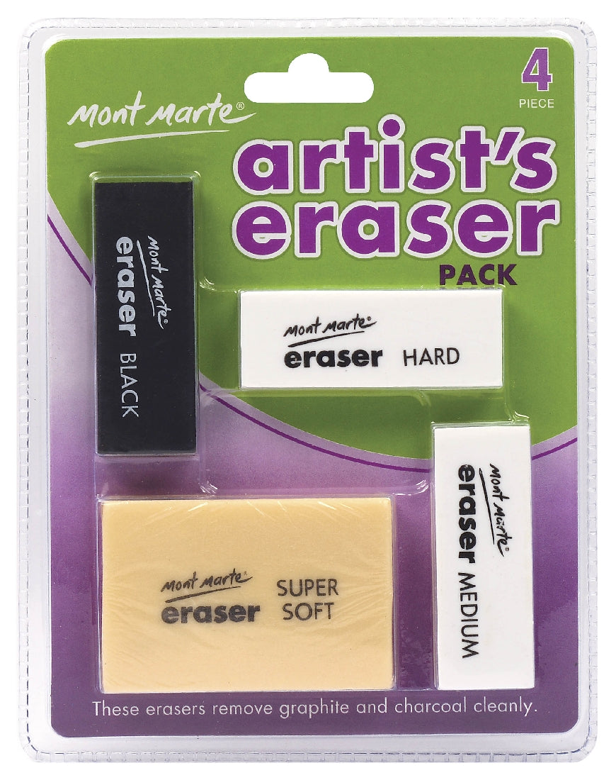 M.M. Artists Eraser Pack 4pce