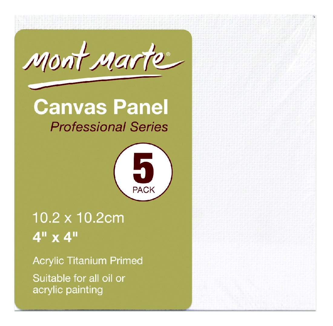 M.M. Canvas Panels Pkt 5 10.2x10.2cm