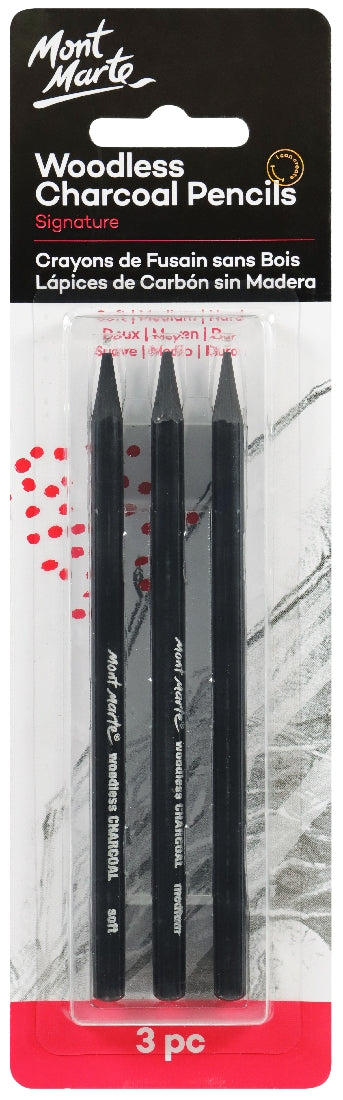 M.M. Woodless Charcoal Pencils 3pce