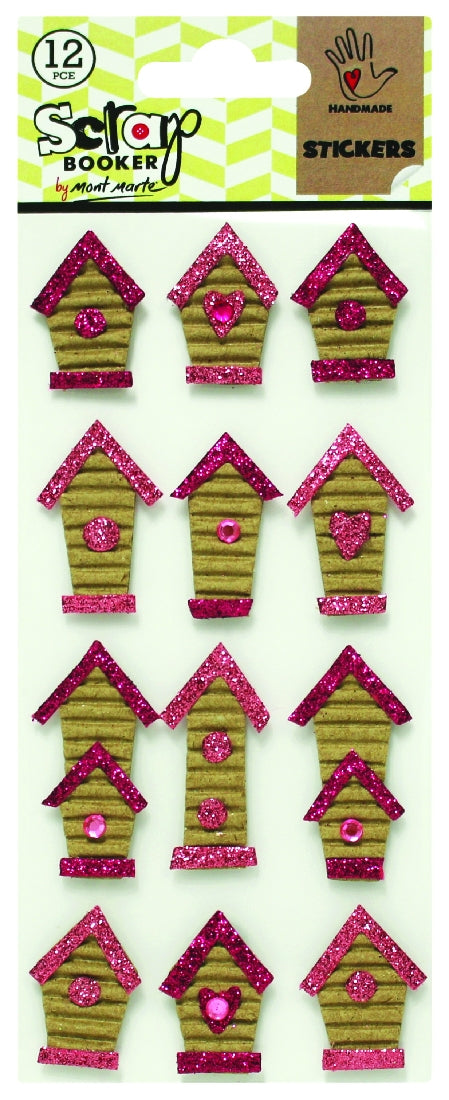 M.M. Stickers - Corrugated Glitter Houses 12pce