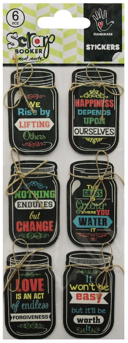 M.M. Stickers - Chalk Mason Jars 6pce