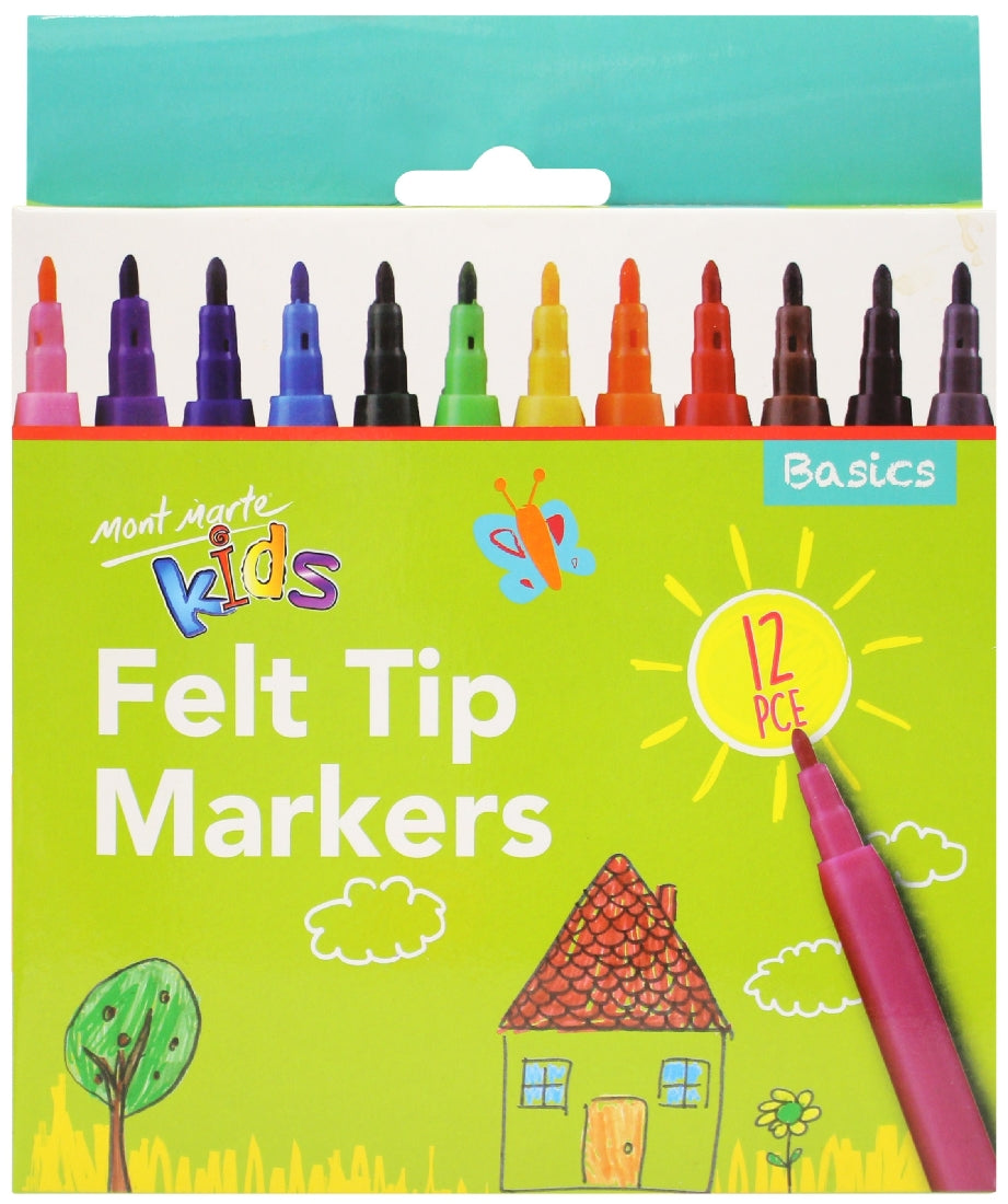 Mont Marte Fine Tip Markers Tri Grip in Case 12pce