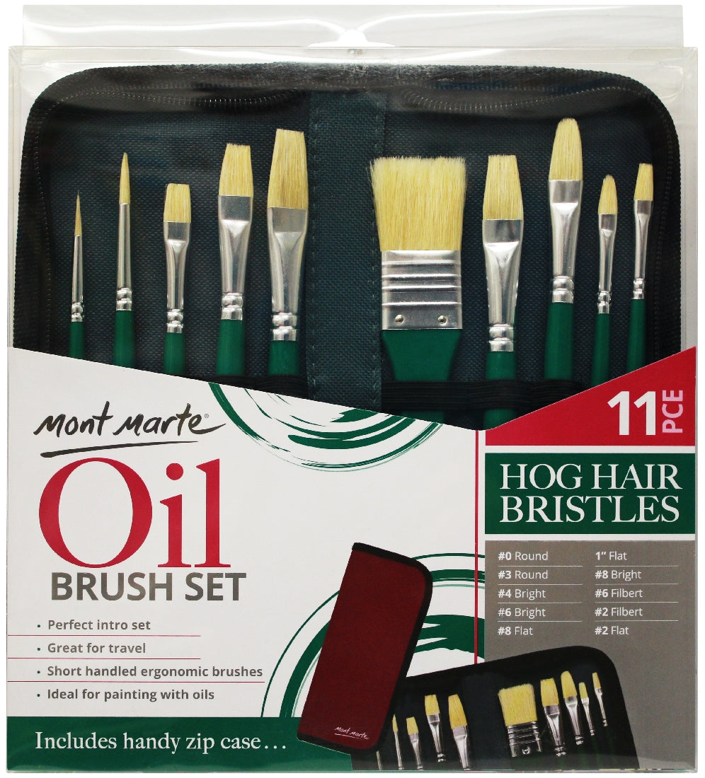 M.M. Oil Hog Bristle Brush Set 11pces