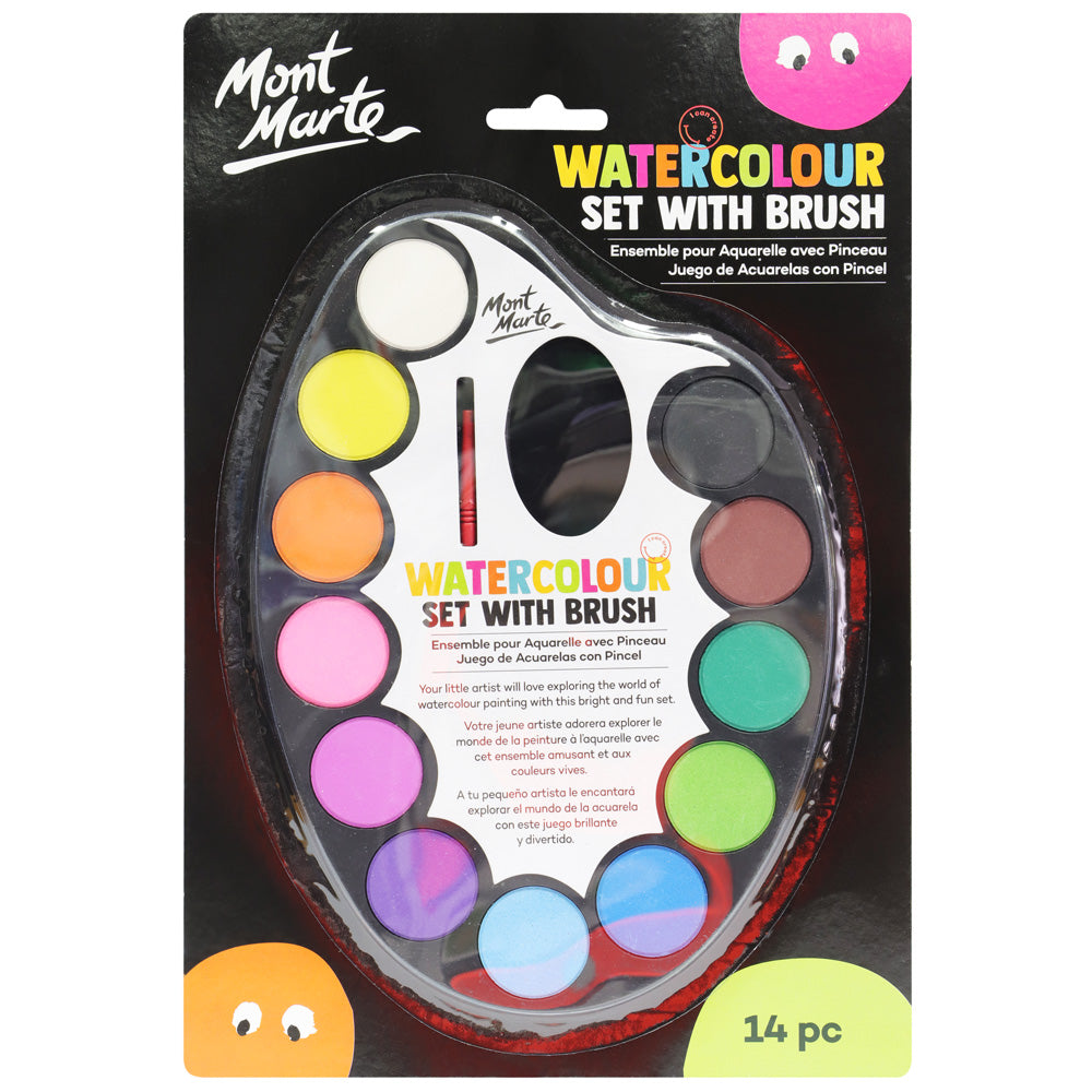 M.M. Watercolour Set With Brush 14pc
