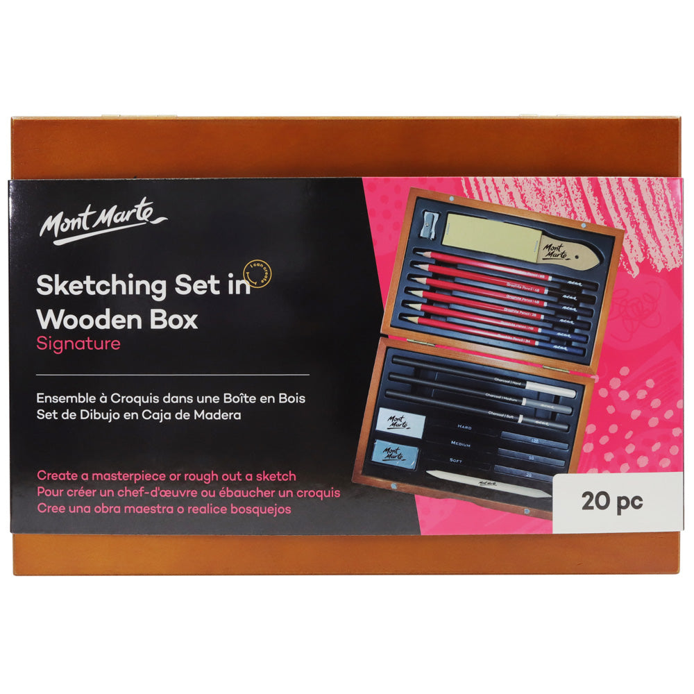 M.M. Signature Sketching Set In Wooden Box 21pc