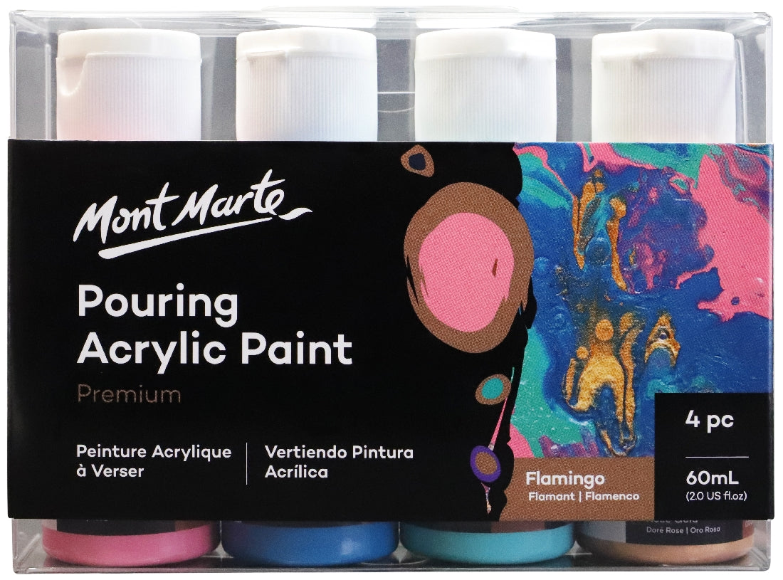 M.M. Pouring Acrylic 60ml 4pc - Flamingo