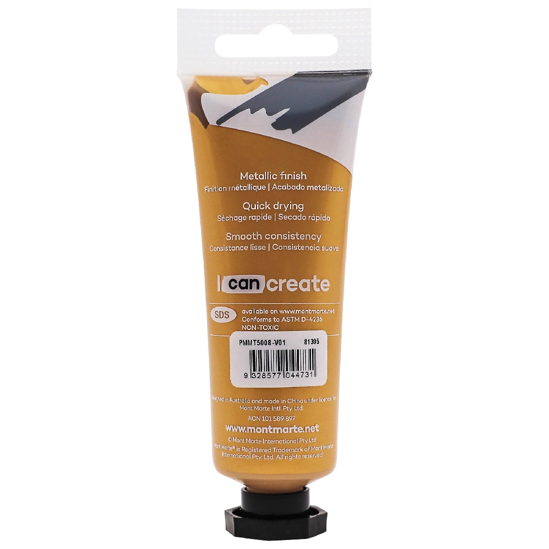 M.M. Metallic Acrylic Paint 50ml - Gold
